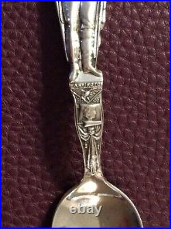Figural George Washington Uniform Cape Sterling 4.4 Souvenir Spoon by Shepard