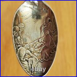 Figural Santa Clause Christmas Sterling Silver Souvenir Spoon 1892 Howard & Co