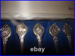 Franklin Mint 1972 Signature Edition Sterling Silver Zodiac Spoons with Case
