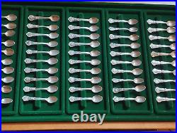 Franklin Mint Sterling Silver Mini Spoon State Flower Complete Set of 50 in Box
