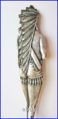 Full Figural 5 1/8 INDIAN CHIEF Duluth MN Sterling Silver Souvenir Spoon