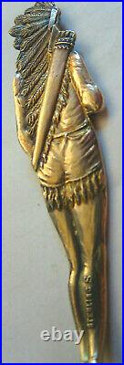 Full Figural 5 3/4 INDIAN Chief Spokane Wash. Sterling Silver Souvenir Spoon