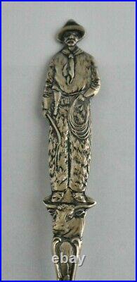 Full Figured Cowboy Chaps Cattle Springer New Mexico Sterling Souvenir Spoon