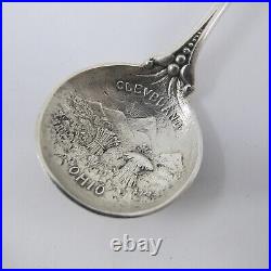 GORHAM Sterling Silver Souvenir Spoon Round Bowl CLEVELAND OHIO 1891 Figural