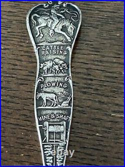 GREAT ANTIQUE STERLING SILVER WHIRLING LOG SWASTIKA SPOON C. 1910 Fine Detail