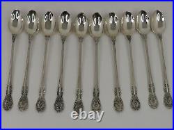 Gorham Sterling Silver King Edward Iced Tea Spoons Lot Of 10 Vintage