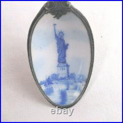 Gorham Sterling Silver Souvenir Spoon Enamel Nyc Statue Of Liberty