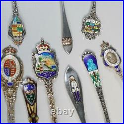 Group Of (12) Vintage Sterling Silver & Enamel Canada Souvenir Spoons