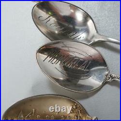 Group Of (12) Vintage Sterling Silver & Enamel Canada Souvenir Spoons