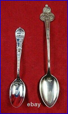 Group of 10 Antique Sterling Silver Spoons including Souvenir Spoons (#4629)