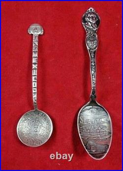 Group of 10 Antique Sterling Silver Spoons including Souvenir Spoons (#4641)