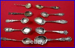 Group of 10 Vintage Sterling Silver Souvenir Spoons (#3741)