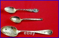Group of 10 Vintage Sterling Silver Souvenir Spoons (#3743)