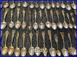 HUGE! Lot Of All Sterling Silver Souvenir Spoons 190 Spoons 3,339 Grams Total