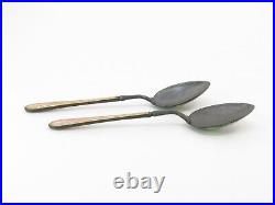 Hans Jorgen Hansen Danish Sterling Silver & Enamel Spoons Set of 2 Matching