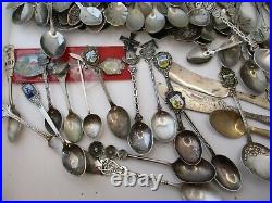 Huge Lot Vintage Souvenir Spoons/Butter Spreaders 70+ Items 10 SILVER