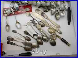 Huge Lot Vintage Souvenir Spoons/Butter Spreaders 70+ Items 10 SILVER