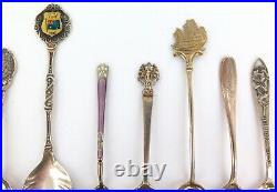 Job Lot Vintage 925 Sterling Silver Souvenir Collectors Spoons / Teaspoons