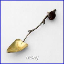 Kukui Nut Honolulu Souvenir Spoon Gilt Leaf Bowl Wichman Sterling Silver