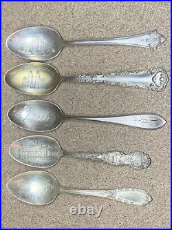 LOT OF 34 Antique Sterling Silver Souvenir Spoons 21.2 Troy Oz. Stamped