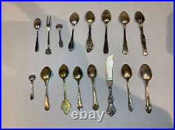 LOT of 16 Sterling (1 is 800) Vintage Spoons & Knife withMother of Pearl Blade