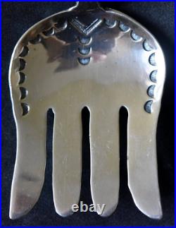 Large 1940s Native American Indian Sterling Silver and Turquoise Spoon and Fork