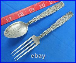 Large Catalina Island California Antique Sterling Souvenir Fork Spoon Set, Lot