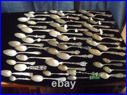 Large Lot Of Souvinier Spoons 49 Pieces, 42 Are Sterling Silver 792 G Free Ship