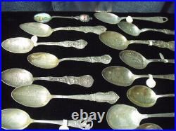 Large Lot Of Souvinier Spoons 49 Pieces, 42 Are Sterling Silver 792 G Free Ship