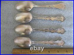 Lot(4) Antique Sterling Silver Zodiac Spoons Wallace/gorham 109 Gr Pisces Libra