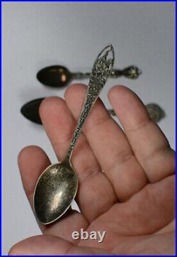 Lot 4 STERLING Silver Souvenir Spoons Hawaii, Fulton Hess Culbertson Saint Louis