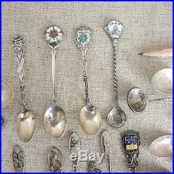 Lot 40 Sterling Silver Souvenir Spoons Antique California Oregon Mexico Boston