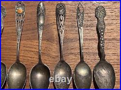 Lot Of 11 Antique Sterling Souvenir Spoons