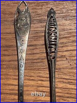 Lot Of 11 Antique Sterling Souvenir Spoons