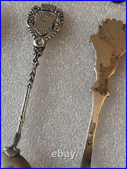 Lot Of 16 Vintage Antique Souvenir Spoons Sterling 925, 900 & 800 Silver