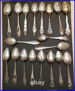 Lot Of 19 Sterling Silver Souvenir Spoons Miscellaneous Problem Free