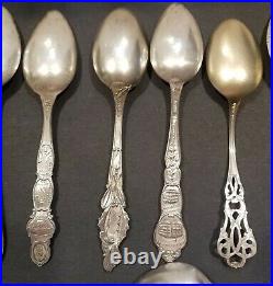Lot Of 19 Sterling Silver Souvenir Spoons Miscellaneous Problem Free