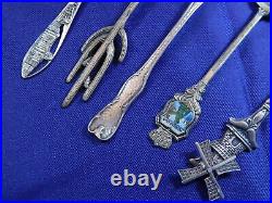 Lot Of 5 Misc Maker Sterling Silver Souvenir Demitasse Spoons O7 Very Good