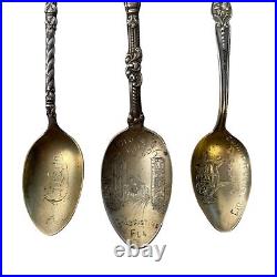 Lot Of 6 Antique VTG Sterling Silver Souvenir Collector Spoons US States