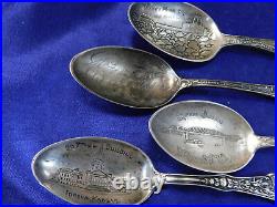 Lot Of 6 Misc Maker Sterling Silver Souvenir Teaspoons Good Condition A6