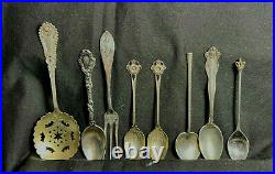Lot Of 8 Sterling Silver. 925 Unique Spoon & One Fork 85.42 G Crown Palm Tree
