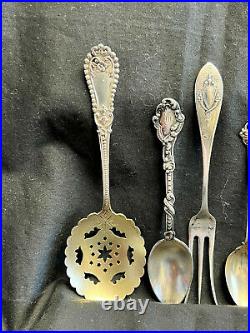 Lot Of 8 Sterling Silver. 925 Unique Spoon & One Fork 85.42 G Crown Palm Tree