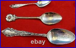 Lot of 10 Antique Sterling Silver Souvenir Spoons (#3650)