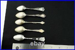 Lot of 10 Sterling Silver Souvenir Spoon Demitasse Art Nouveau Collection