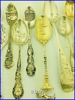 Lot of 11 Sterling Silver Souvenir Spoons