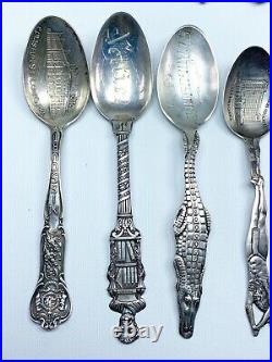 Lot of 20 Antique Sterling Silver Souvenir Spoons Native American Chief 335g