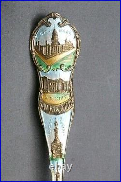 Lot of (3) Early 20th c. Sterling Silver & Enamel California Souvenir Spoons