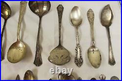 Lot of 40 Antique Sterling Silver Spoons Souvenir 614g