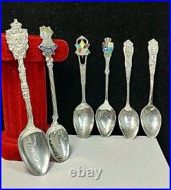 Lot of 6 Enamel Sterling Silver Souvenir Spoons CANADA Toronto Syanne Chatham