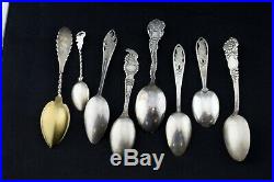 Lot of 8 Antique/Vintage Sterling US State National Parks Souvenir Spoons